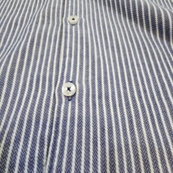 Jared Lang After Hours Shirt Men's XL Blue Cotton Herringbone Slim Fit Button-Up - Picture 13 of 16